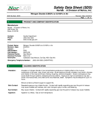 Thumbnail of document Data Sheet - Nitrogen Dioxide (NO2) Calibration Gas - 1067